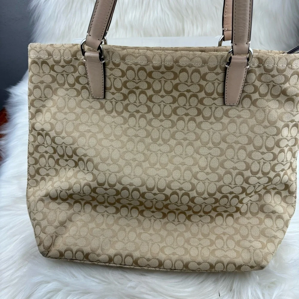 COACH SIGNATURE STRIPE TOTE SHOULDER BAG - Picture 4 of 9
